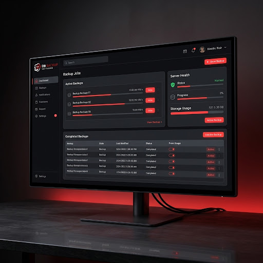 DB BACKUP software dashboard mockup